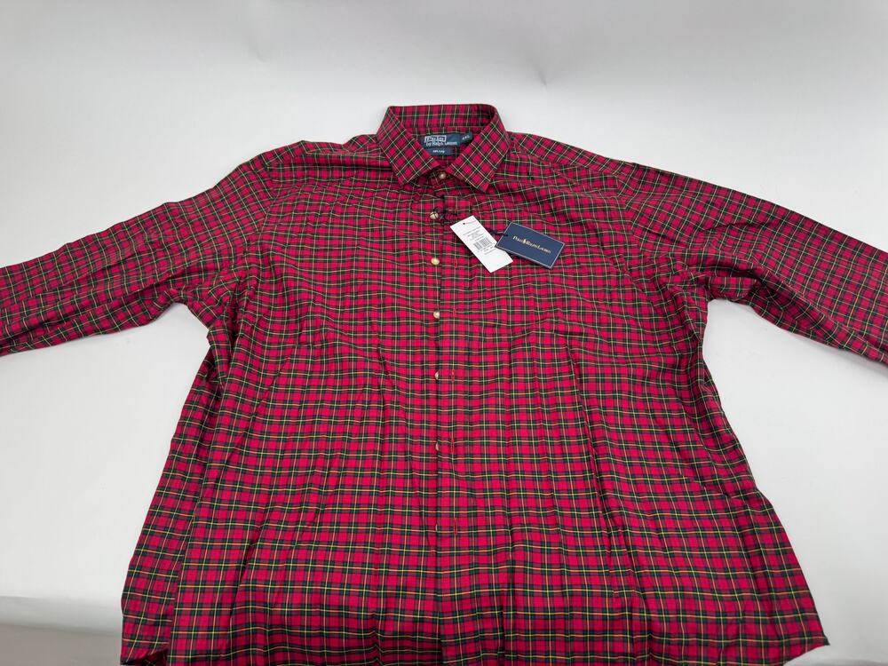 Polo Ralph Lauren NWT Men's Red Green Checkered Plaid Button Down Shirt XXL